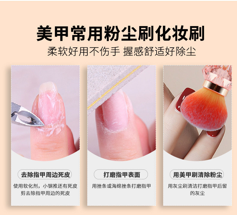 Wholesale of new single diamond makeup brush, mushroom head multi-color dispersion paint, nail dust brush and beauty tools pic 4