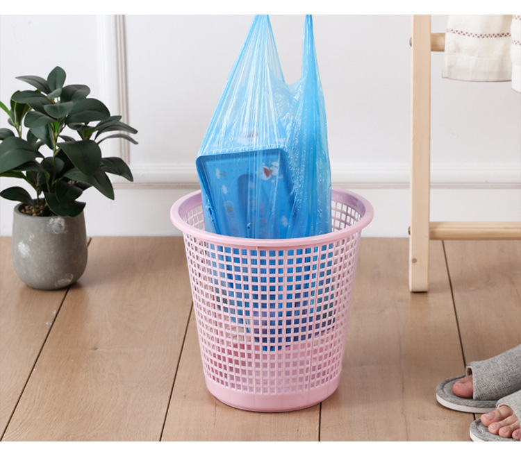Modern and simple household hollowed-out trash can, plastic no-pressure ring, variable-sized paper basket, simple kitchen and bathroom trash can pic 14