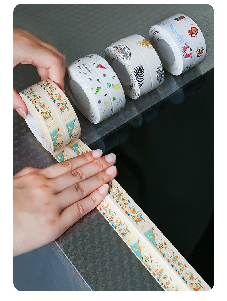 自粘式美缝贴厨房水槽挡水条厨卫防水胶带卫生间防霉美缝贴马桶贴详情7