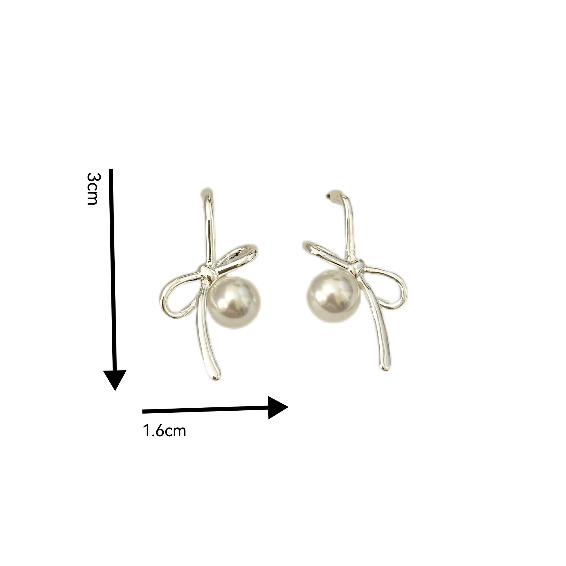 Bow pearl earrings, a niche design for women, ear studs, no ear holes, one-piece mosquito-repellent incense plate ear clips pic 3