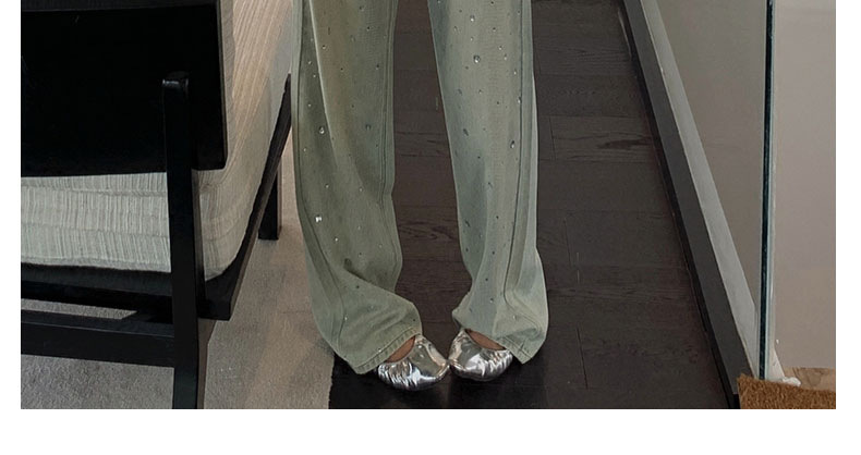 怀旧蓝牛仔高腰阔腿裤女2024春夏新款设计感烫钻时尚拖地裤详情2