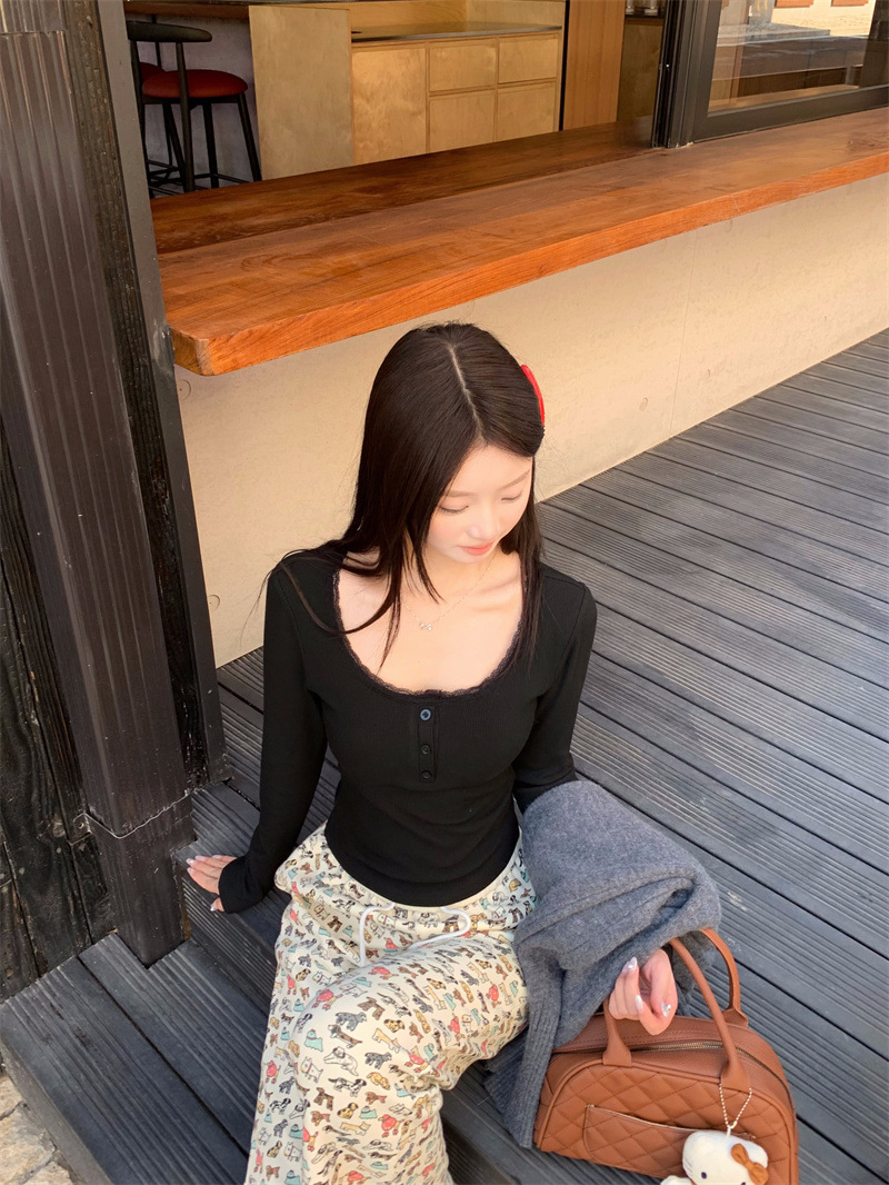 韩版磨毛加绒加厚方领锁骨打底衫女秋冬新款保暖修身内搭长袖上衣详情35