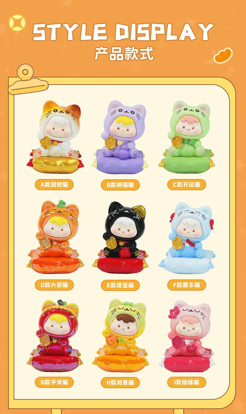 崽崽喵运宝盒潮玩盲盒可爱桌面装饰品新年送祝福小礼物吉祥小挂件详情2