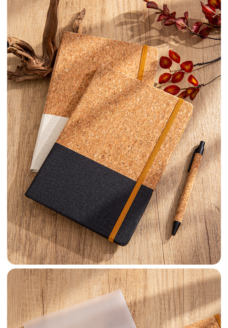 Simple and eco-friendly cork notebook cross-border A5 creative notebook customization office meeting business splicing notebook set pic 15