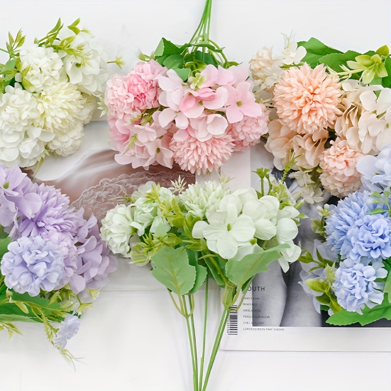 7叉组合花 仿真花小把束绢花绣球花组合绢花手捧花束家居装饰批发详情11