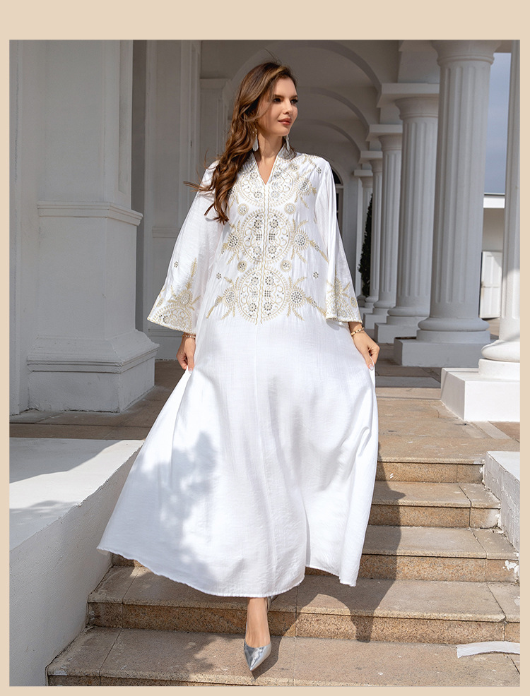 En stock europa y américa crossover musulmán mujer robe Medio Oriente dubai vestido abaya bordado robe grande vestido de noche pic 13