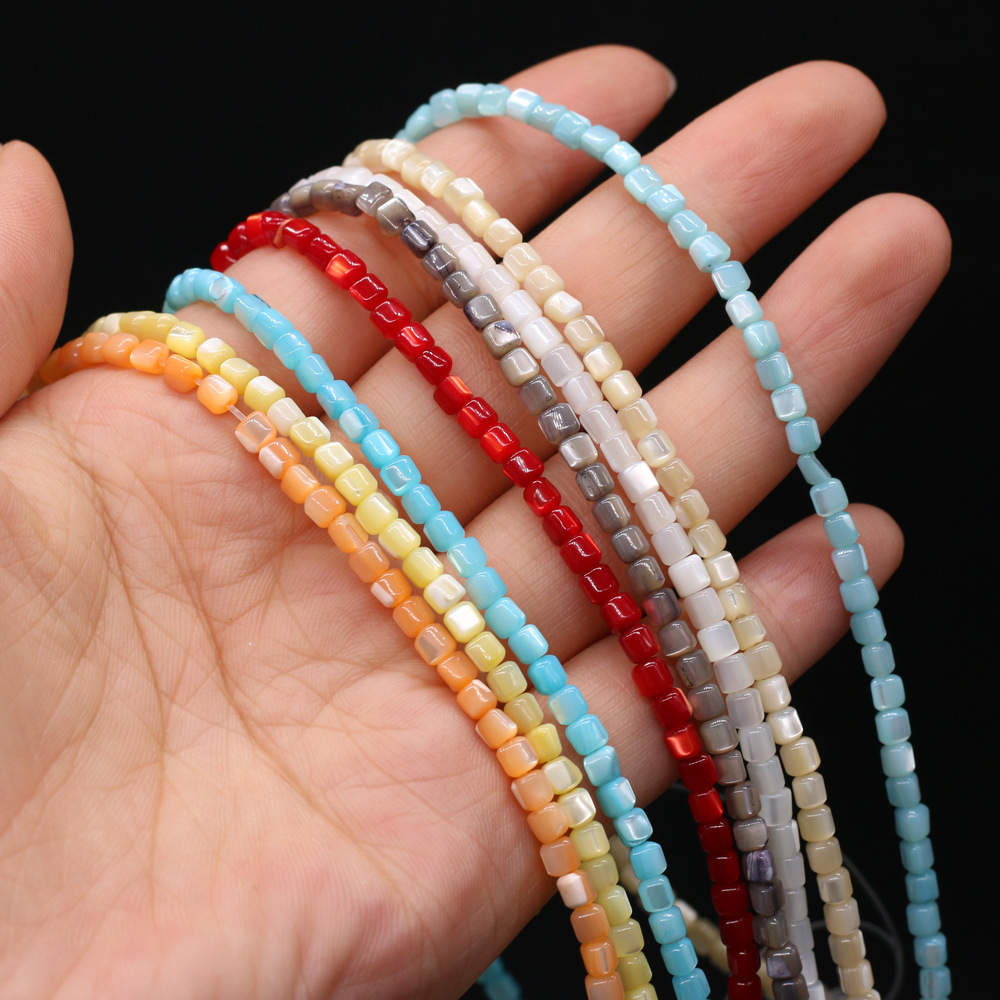 diy beaded jewelry materials, loose beaded bracelet accessories, handcrafted colorful natural freshwater shells, crushed stones, square pic 5