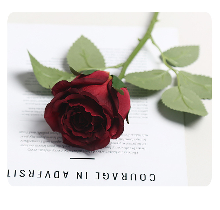 新款单头仿真玫瑰花束婚庆软装装饰高级感绢花花艺办公文化园艺用品详情7