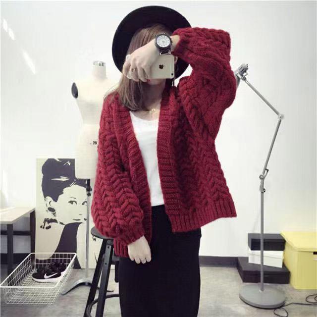 麻花毛衣女开衫秋装宽松粗毛线秋秋季外套原宿韩版学生春秋装新款详情3