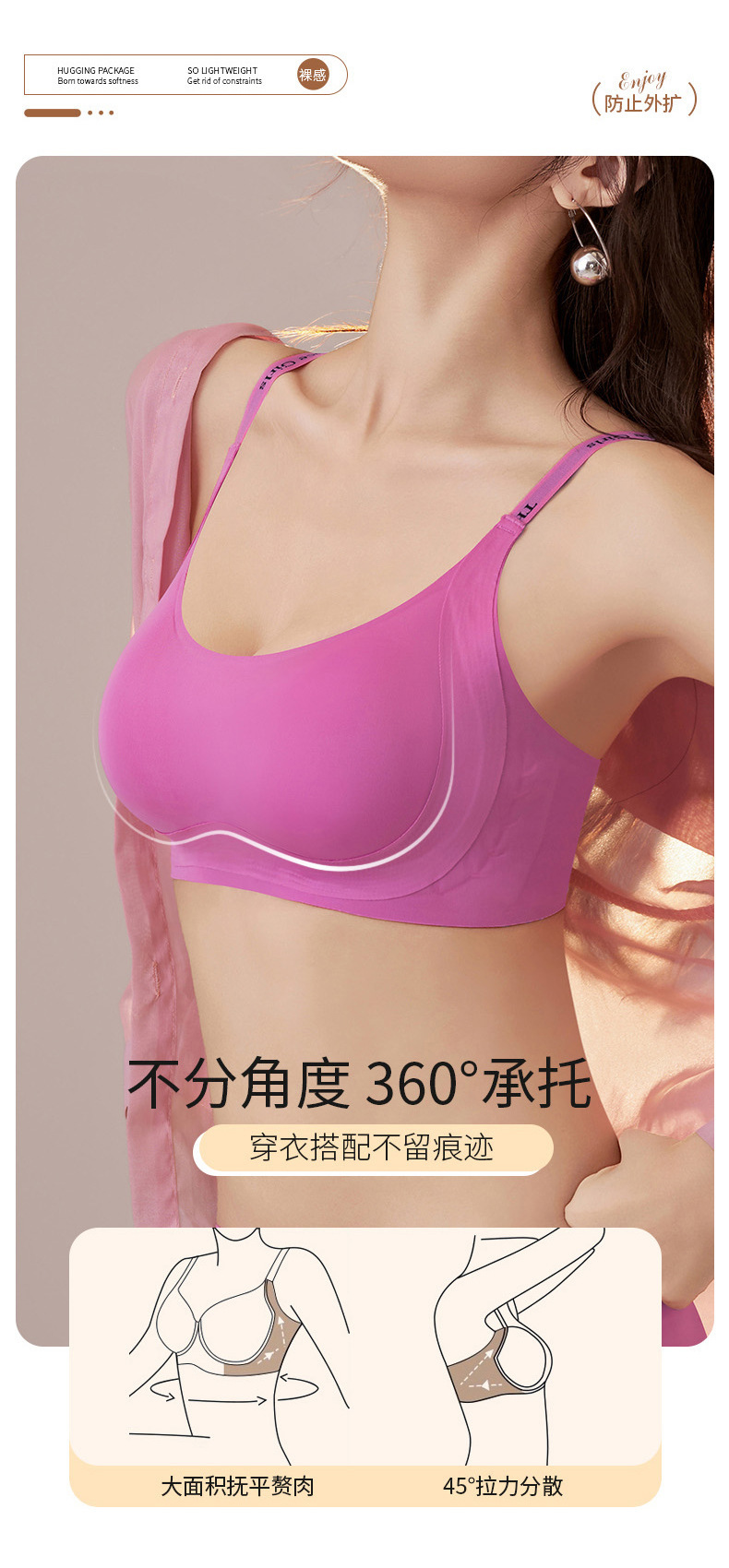 夏天轻薄粉底液女士内衣大胸显小小胸聚拢无痕文胸不空杯正品舒适透气详情19