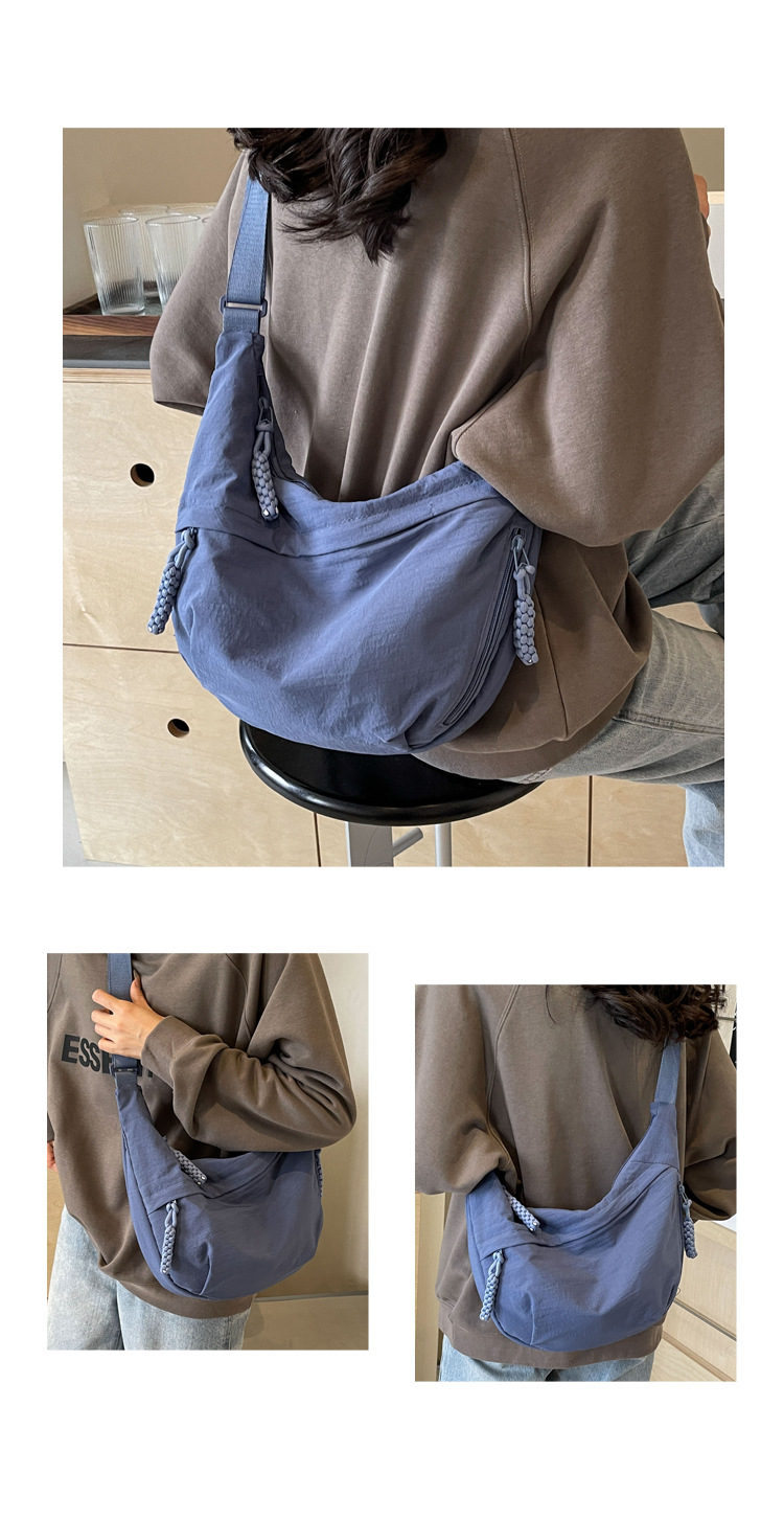 时尚布包女学生上课挎包尼龙布斜挎包大容量单肩包日系出游饺子包详情24