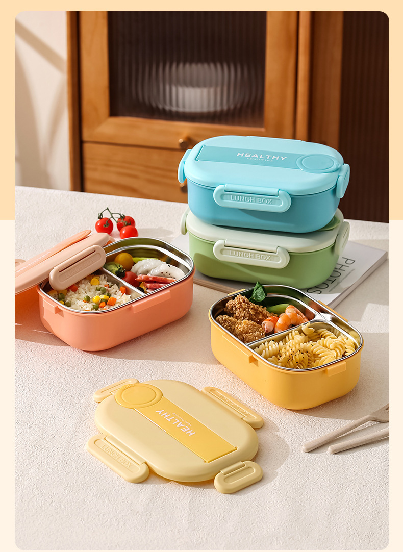 Cross-border 304 stainless steel lunch boxes, work insulation, cafeteria, outdoor portable compartments, fast food boxes, bento boxes, lunch boxes for students pic 22