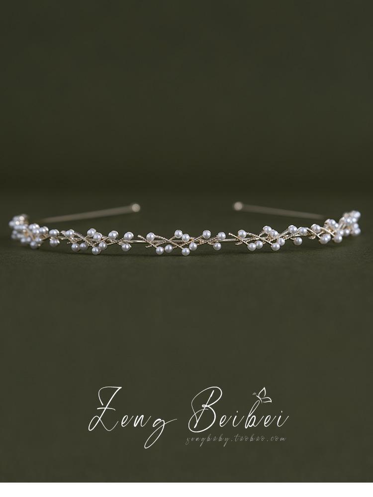 Gentle fairy pearl headband, forest-style all-in-one headband, simple and slim style for going out, super fairy hair clip pic 7