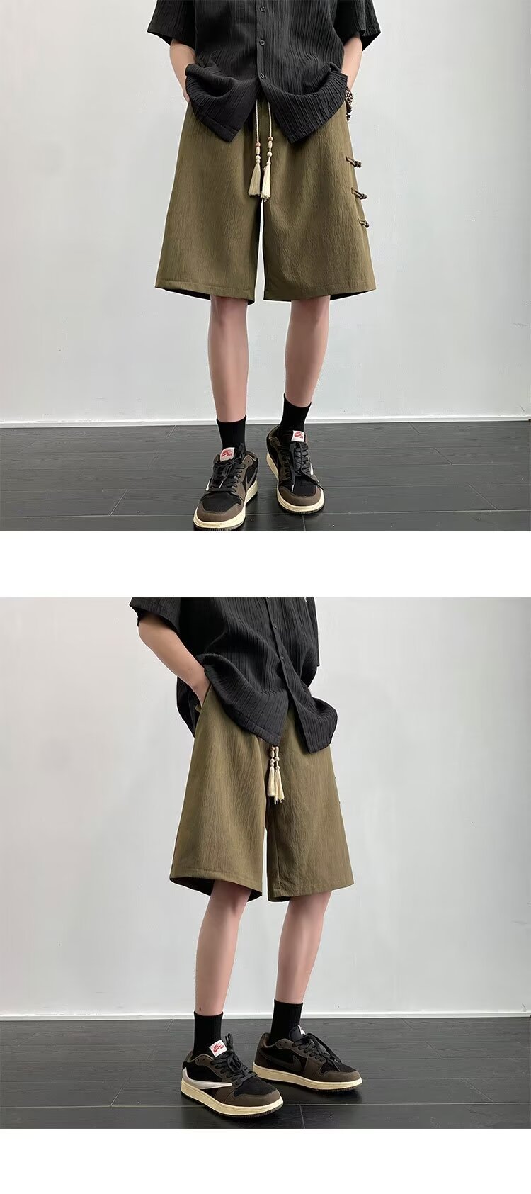 国潮国风新中式盘扣休闲短裤夏季新款男士外穿短裤休闲宽松5分中裤子详情13