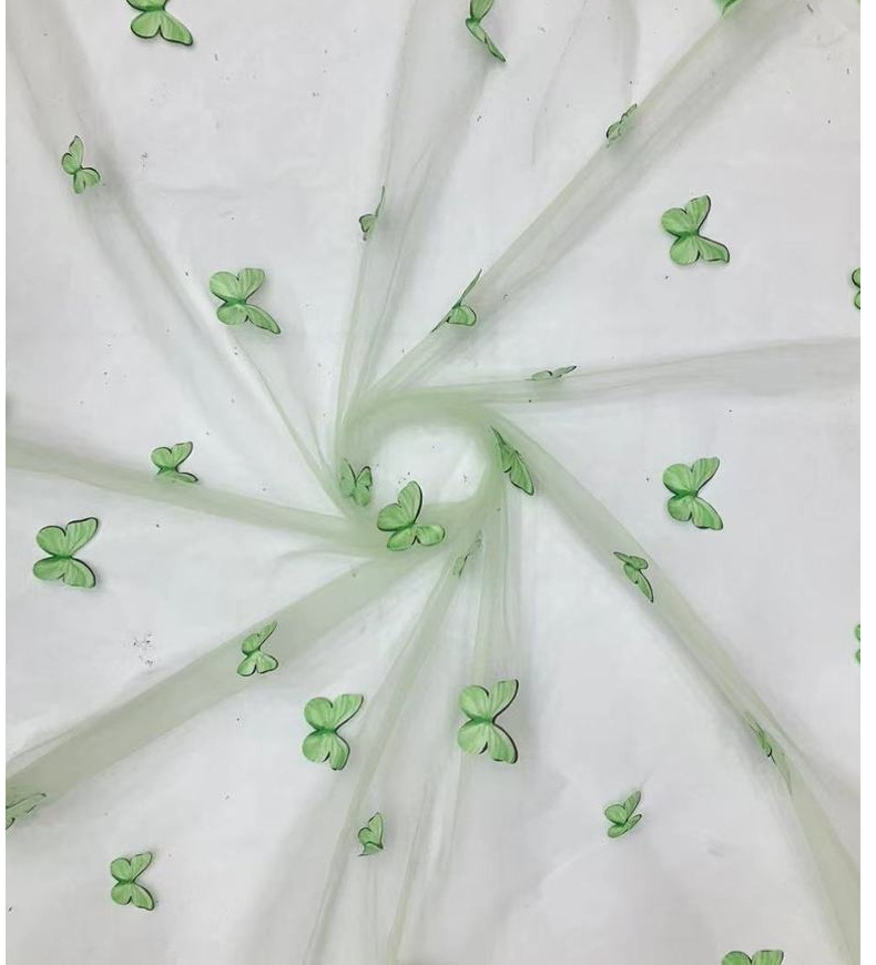 激光刺绣花边面料蝴蝶网纱新款面料蝴蝶刺绣面料蕾丝女装刺绣布详情12