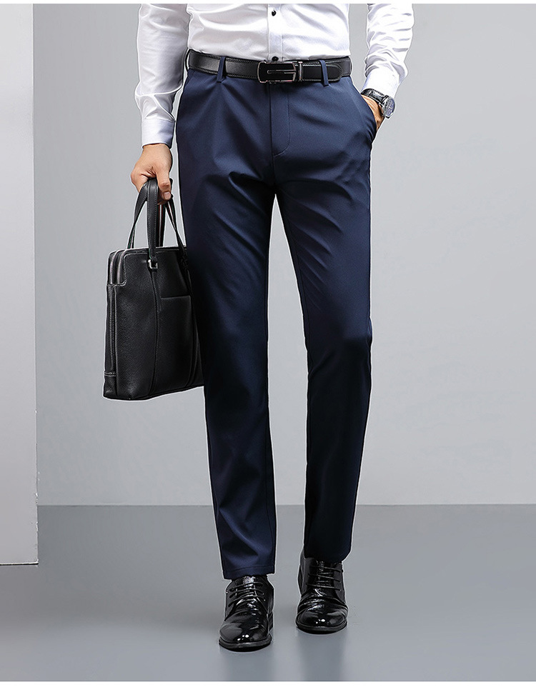 春季男士西裤免烫抗皱休闲长裤直筒修身弹力西装裤男上班商务正装详情17