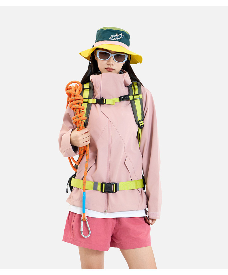 春秋冲锋衣连帽高领磁吸扣防水透气抽绳男女款户外休闲服直播爆款详情28