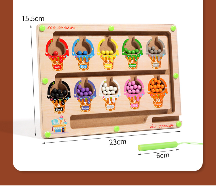 Baby magnetic color classification, positioning, counting board, pen movement maze, math enlightenment, cognitive matching, wooden toys pic 131