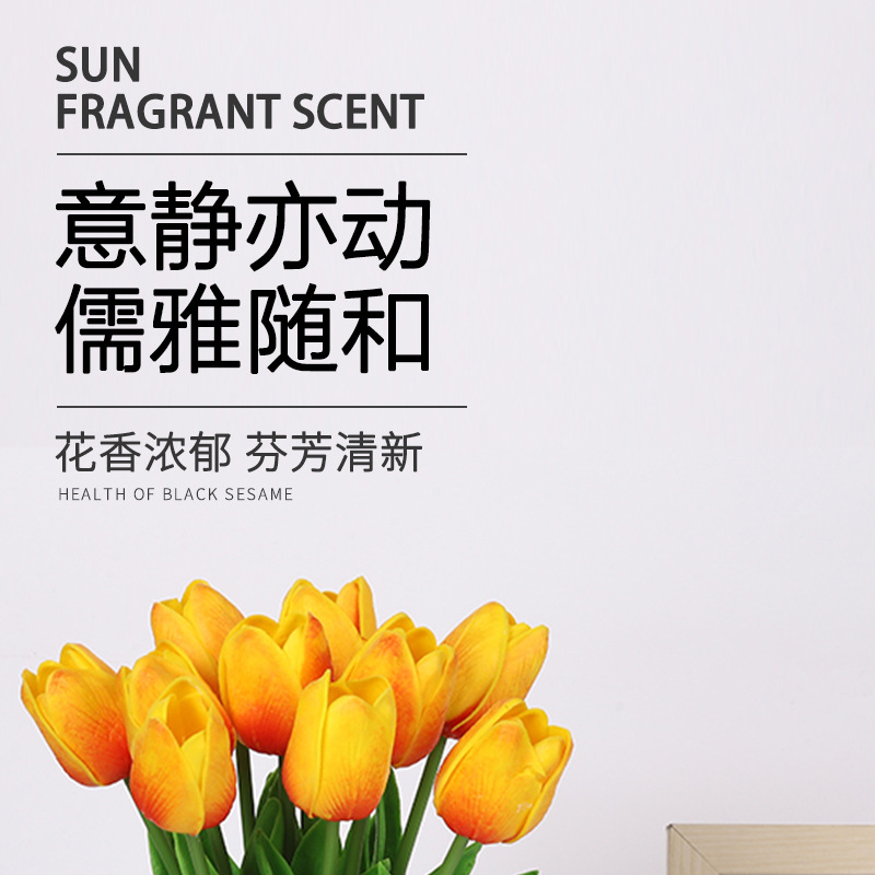 Factory direct sales of PU tulips with a touch of glue, calla lilies, artificial flowers, single stems wholesale, home living room and bedroom artificial flowers pic 1