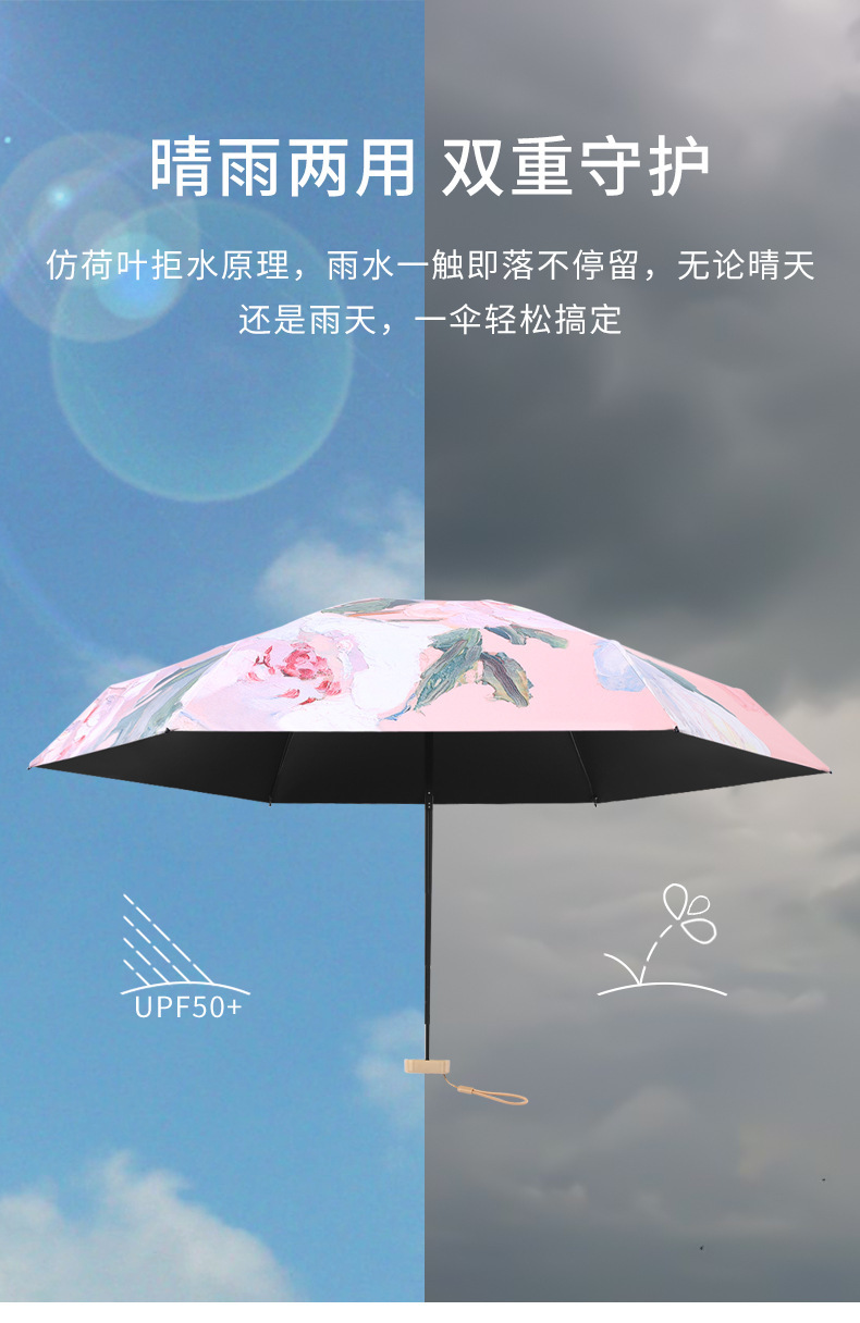 黑胶防晒紫外线遮阳伞迷你折叠雨伞小巧便捷胶囊晴雨伞六折太阳伞详情45