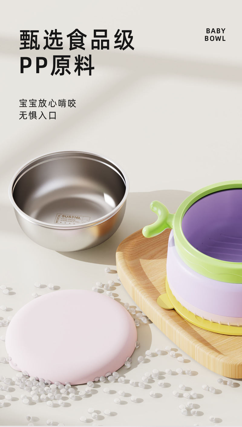 儿童喂养餐具宝宝吸盘碗不锈钢盘子套装儿童用品玩具安全耐用详情2