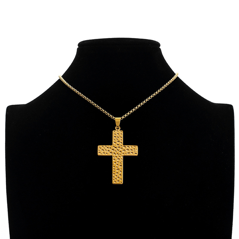 A fashionable and trendy stainless steel cross three-dimensional necklace with a versatile style and suitable for both men and women, featuring cross-border supply from Europe and America pic 3
