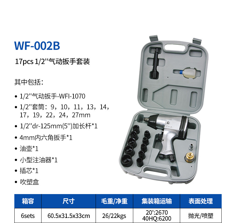 The pneumatic tool set WF-018A professional combination toolbox is durable and portable pic 8
