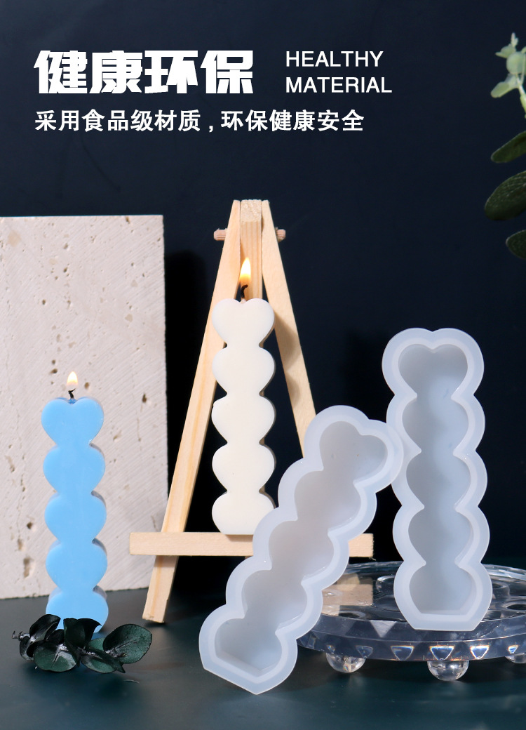 Baijiaxing diy resin mold 5-piece heart-shaped candle silicone mold new product atmosphere Candle atmosphere pic 3