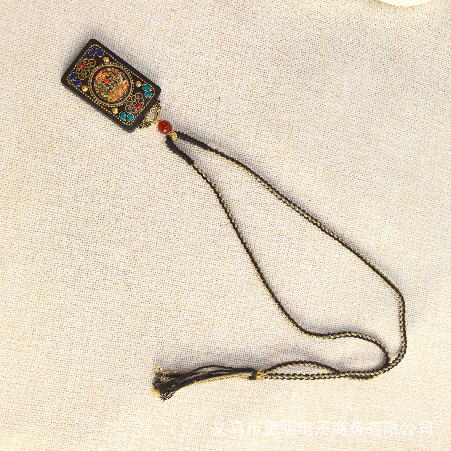 Nepalese Thangka pendant for men, green Tara Manjusri Bodhisattva, esandalwood Buddha amulet, retro necklace, sweater chain pendant for women pic 23