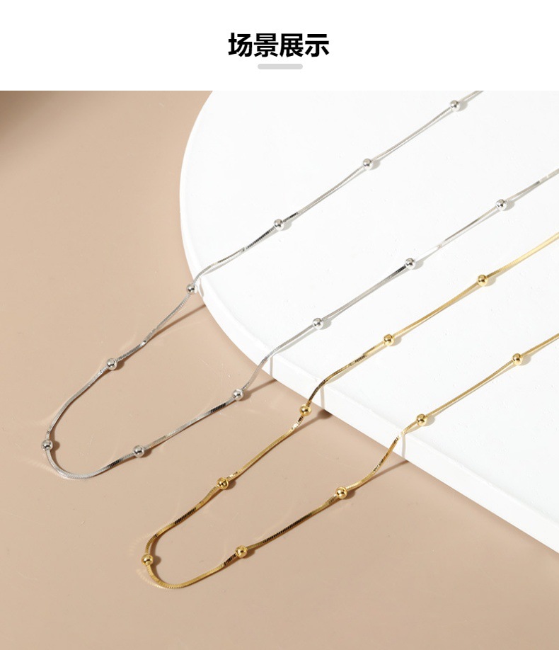 925纯银项链设计隔珠链蛇骨链百搭女高级感ins毛衣链饰品批发青岛详情8