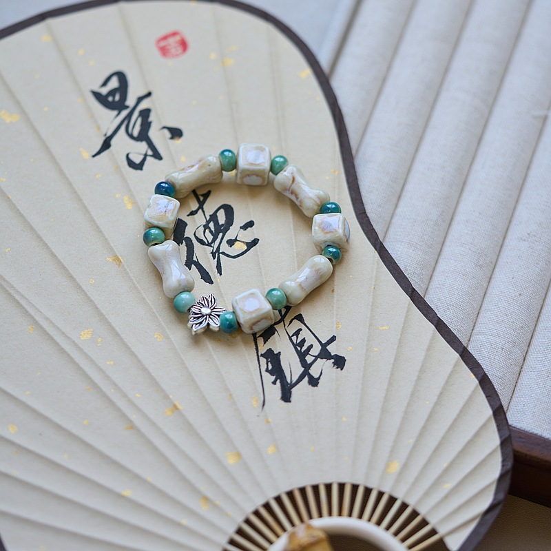 Jingdezhen ceramic bracelet wholesale, original ancient-style beads with Dunhuang elements, new Chinese-style jewelry, versatile Chinese style pic 9