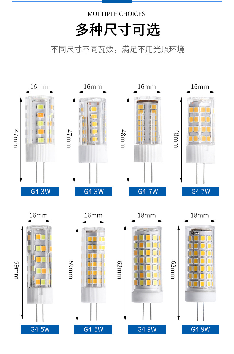 G4led corn lamp, energy-saving, high-brightness, flicker-free, three-color variable light bedroom chandelier, G4 LED plug bulb pic 4