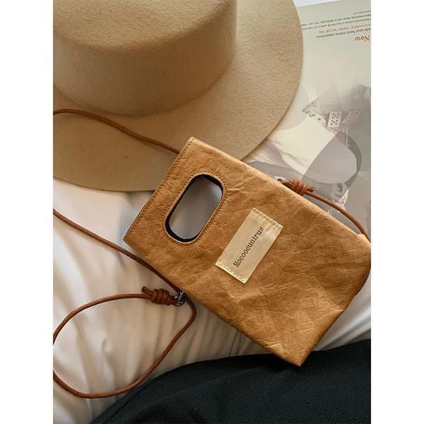 网红爆款小众复古杜邦纸mini手机包单肩斜挎包手提牛皮纸包超耐用详情2