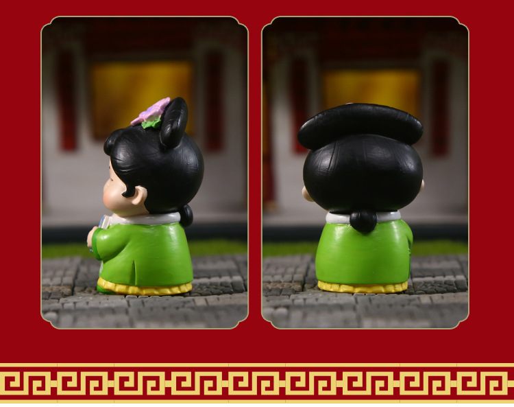 Ancient-style sugar grid figurine, cute desktop resin figurine, Chinese-style cute and fun design sugar grid resin handicraft pic 13