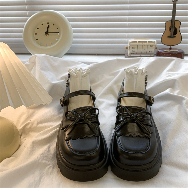 乐福学院风配裙子可爱百搭单鞋2025新款春秋粗跟厚底增高小皮鞋女详情3