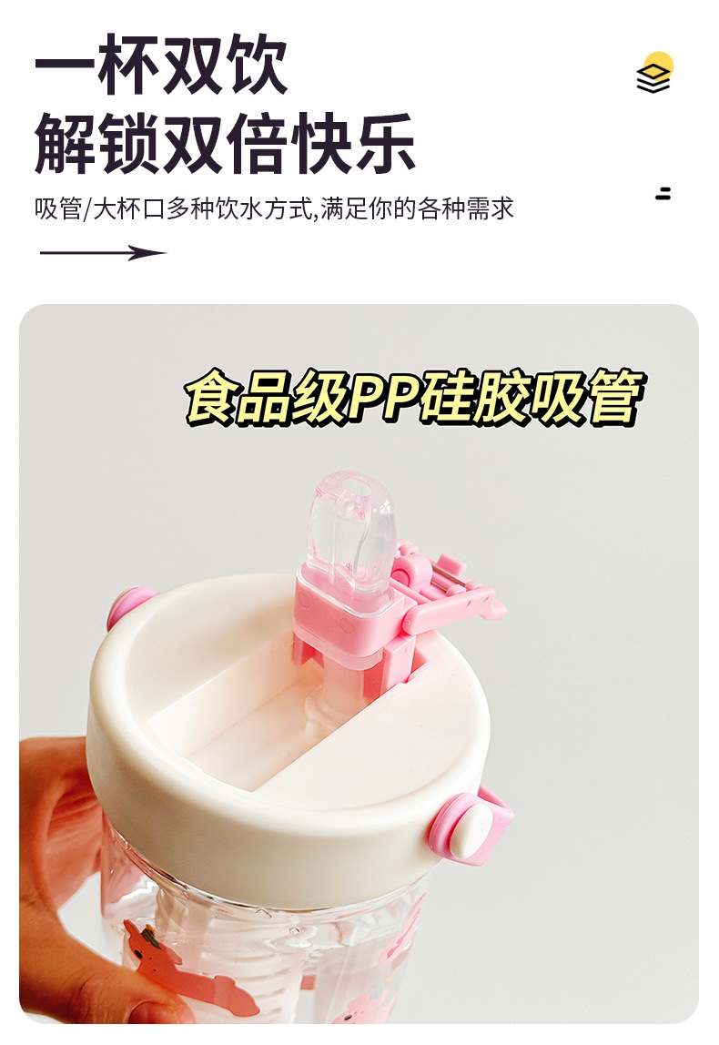 小清新Tritan塑料吸管杯女高颜值大容量带茶仓水杯夏天学生杯批发详情6