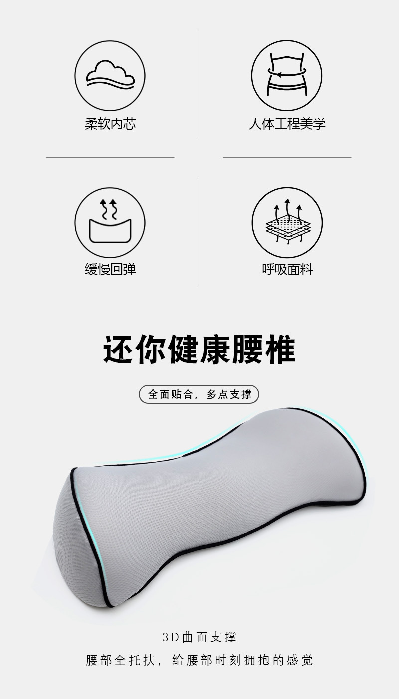 Slow rebound memory foam lumbar pillow, gap lumbar support in the recreation house, car lumbar support, office car lumbar support pic 3