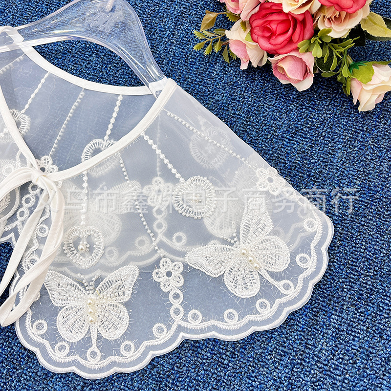 Embroidered butterfly transparent mesh collar clothing accessories pic 5