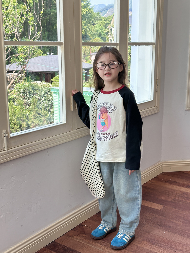 2024秋季新款儿童秋装长袖T恤上衣女童宝宝230克卡通插肩打底衫潮详情37