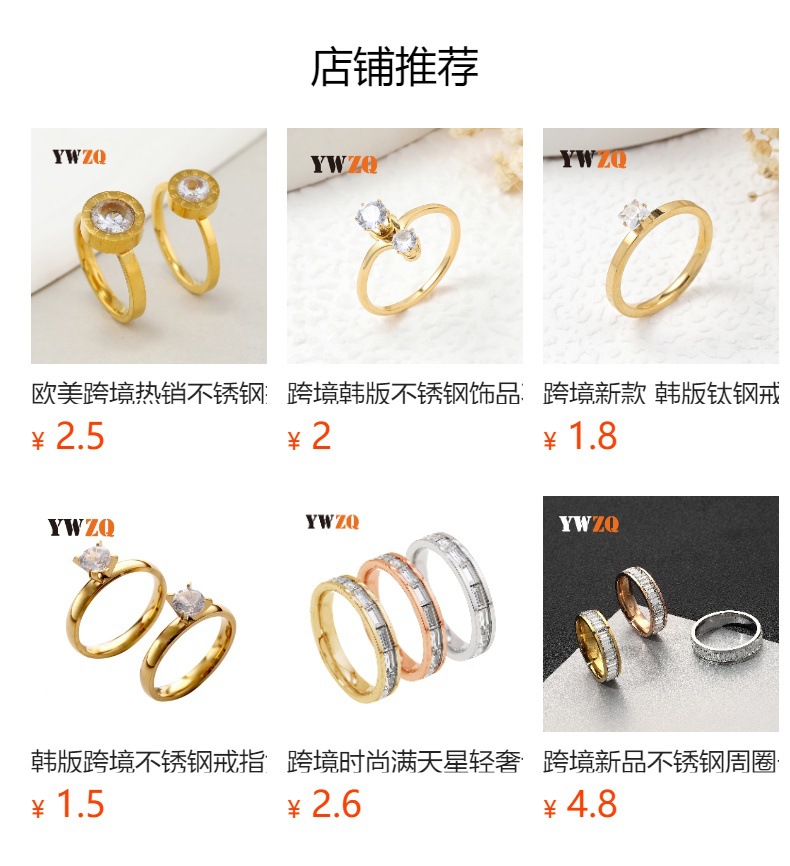 欧美新款不锈钢戒指时尚个性方形锆石镶钻钛钢戒指小众设计饰品厂详情2