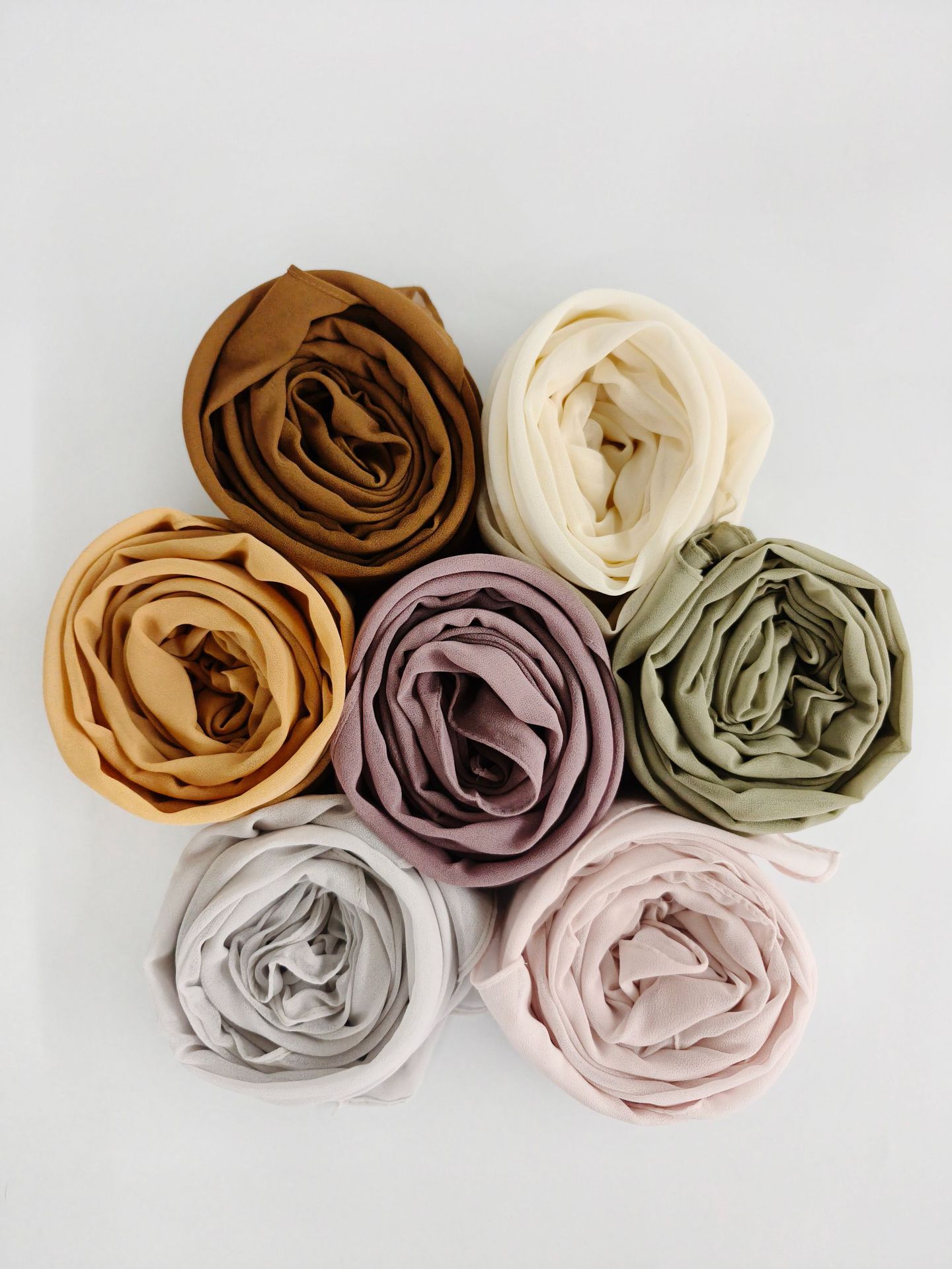 132S en stock solo color perla chiffon pañuelo de burbuja turbante para mujeres pañuelo largo bufanda seda para mujeres 70*180 oriente medio turbante pic 7