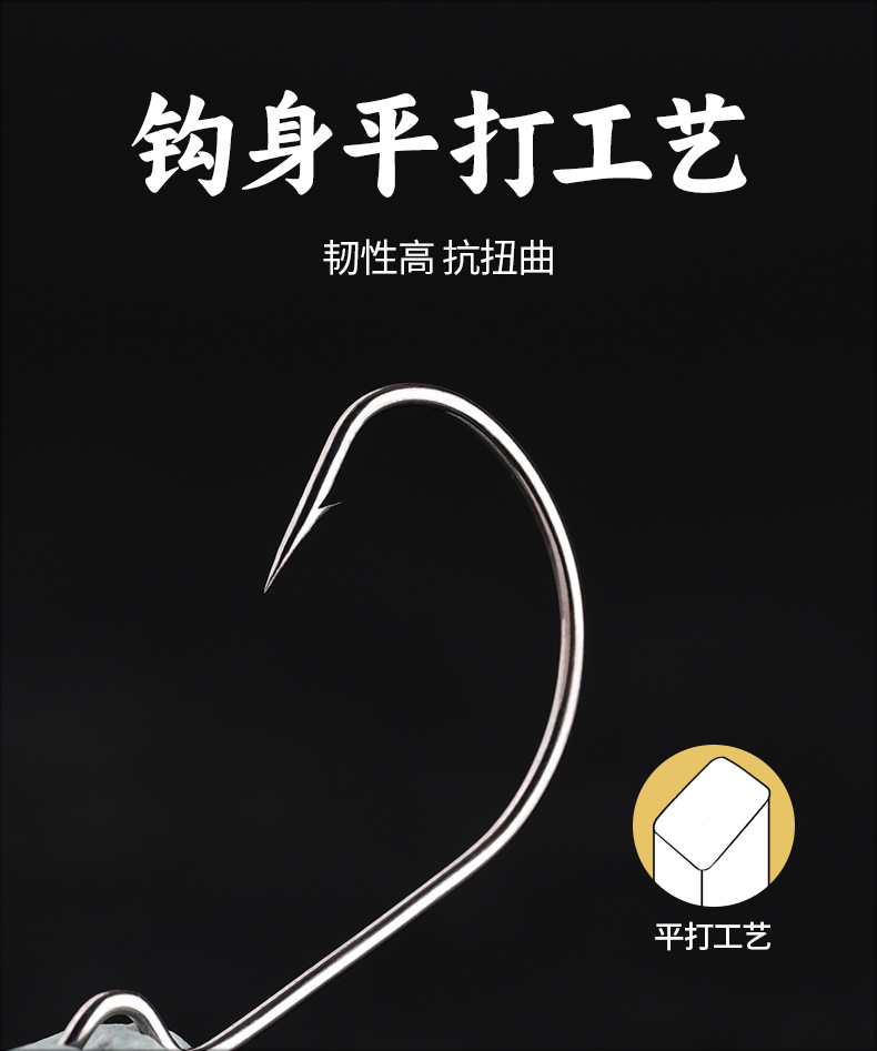 池刃加强宽腹曲柄钩倒刺路亚德州钓组微物高碳钢鱼钩渔具配件批发详情11