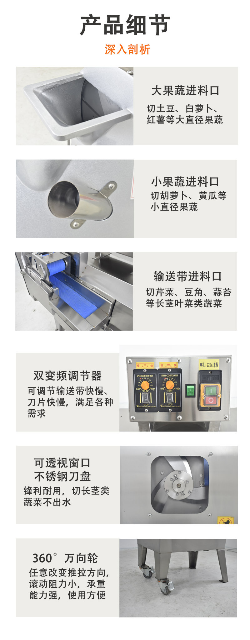 商用双头切菜机全自动不锈钢切丁机饭店食堂多功能冻肉果蔬切详情10