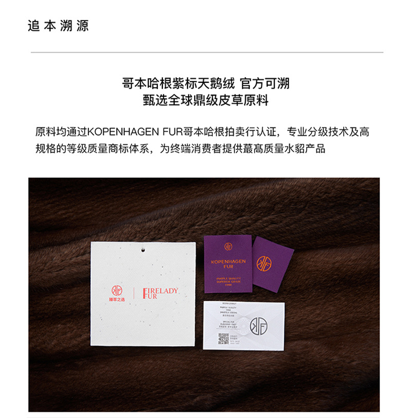新款进口天鹅绒短二级小母貂整貂貂皮大衣女圆领短款皮草外套时尚详情1