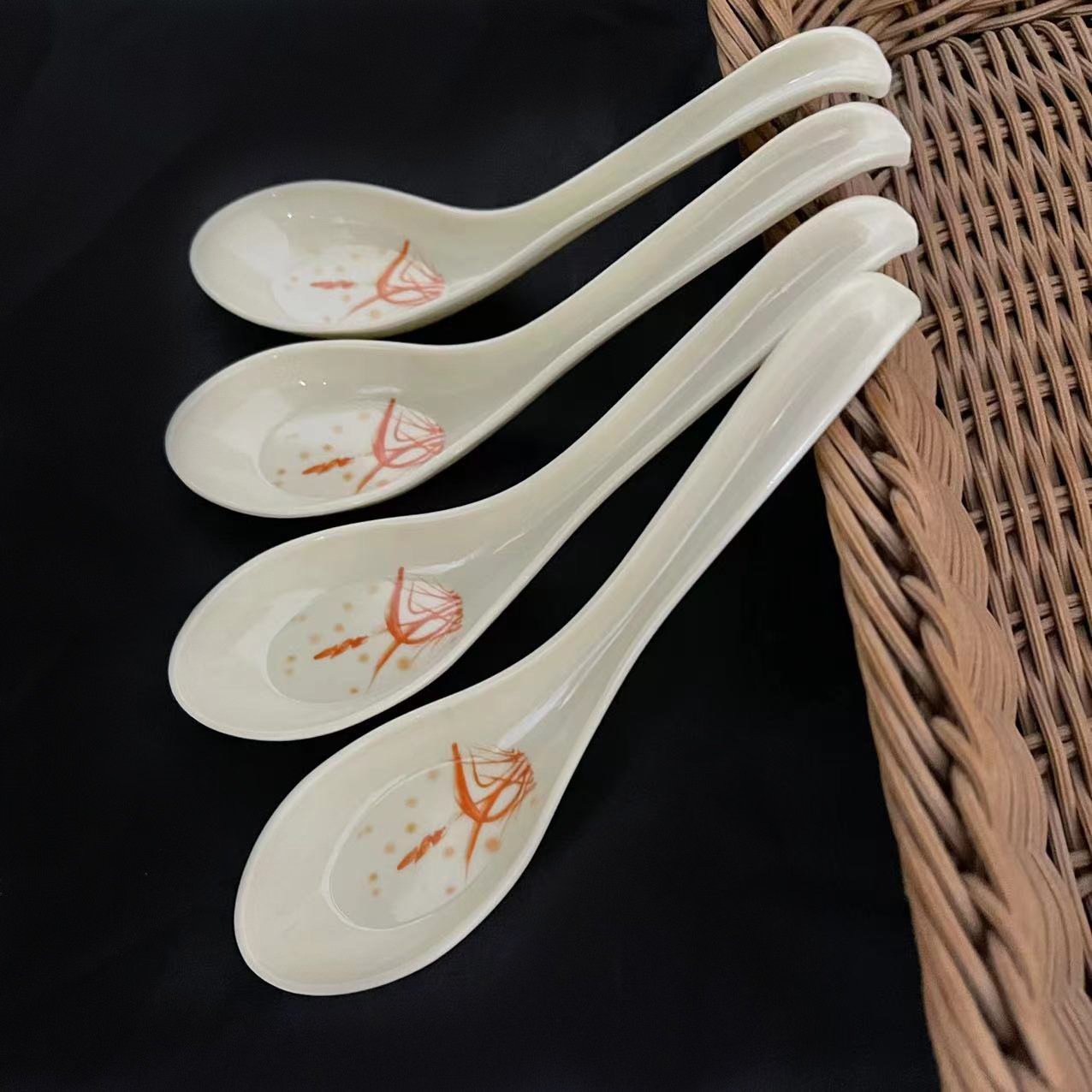 【 No. 3-10 】125 Autumn Grass Spoon 1400 per piece 125 Autumn Grass Spoon Melamine Spoon Long Handle Spoon with Hook Spoon Flat Bottom Spoon Spicy Hot Pot Spoon Soup Spoon Spoon One yuan supply pic 4