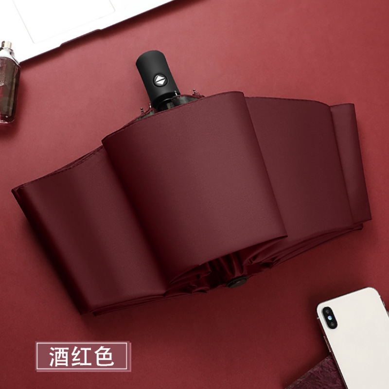 Xingbao Umbrella Industry RST three-fold Umbrella, fully automatic black rubber umbrella wholesale, printed logo advertising umbrella in stock pic 30