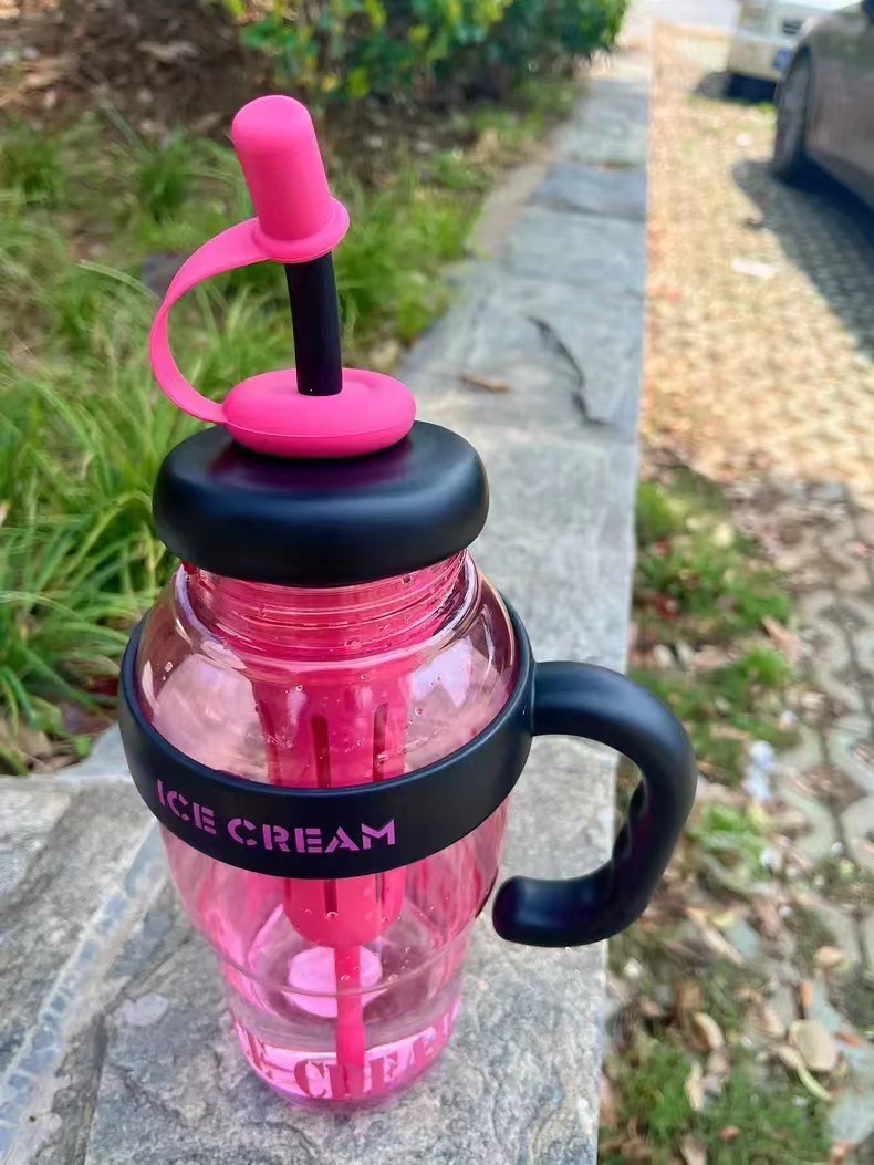 New large-capacity 2025 ice cup, high appearance level, large-mouth cup for girls, convenient with straw, tea strainer, flower tea, plastic cup pic 13
