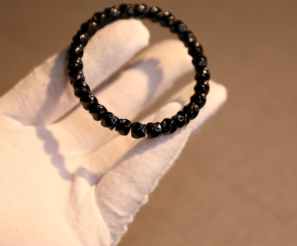 7*6mm premium Indonesian black gold coconut shell twisted bracelet, 108 handcrafted coconut shell bucket beads and Buddhist prayer beads pic 7