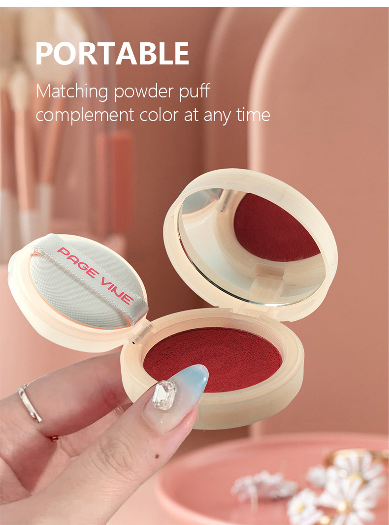跨境PAGEVINE单色腮红膏带替换装哑光裸妆胭脂自然细腻显白外贸详情7