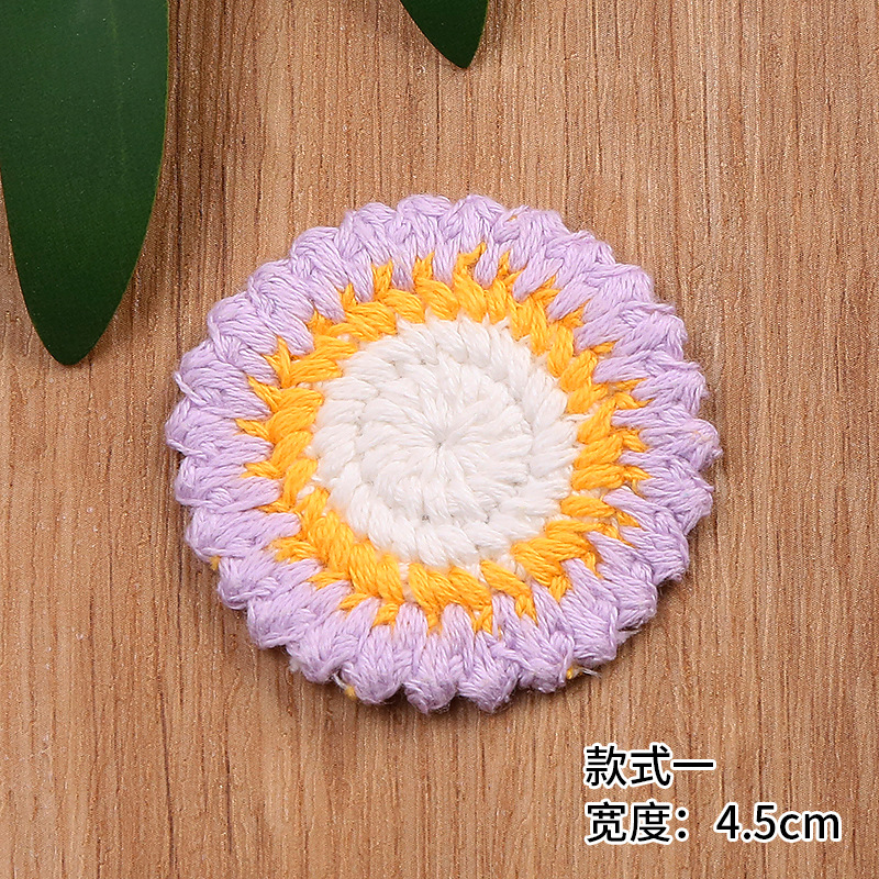 Single 4.5cm knitted woolen flower, woolen flower wedding dress lace in stock for sale pic 5